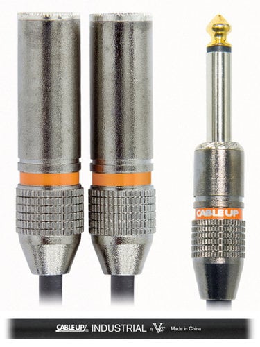 Cable Up by Vu YP-PM2-PF2D-0.5-BLK 6-inch 1/4" TS Male to Dual 1/4" TS Female Parallel Y-Cable YP-PM2-PF2D-0.5-BLK