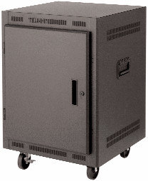 Lowell LPR-2427PGT Portable 24 Unit Rack With Plexiglass Door, 27" Deep, Black