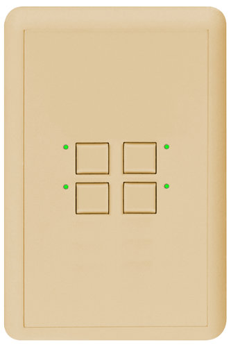 Interactive Technologies ST-MD4-CW-RGB Mystique Series 2-Wire 4-Button CueStation in White with RGB LED Indicators ST-MD4-CW-RGB