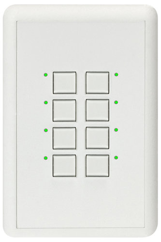 Interactive Technologies ST-MD8-CW-RGB Mystique Series 2-Wire 8-Button CueStation in White with RGB LED Indicators ST-MD8-CW-RGB