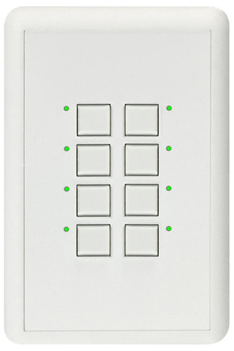 Interactive Technologies ST-MN8-CW-RGB Mystique 5-Wire 8-Button Network Station In White With RGB LED Indicators