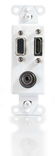 Cables To Go 41031 HDMI - VGA and 3.5mm Audio Pass Through Decora Style Wall Plate in White 41031