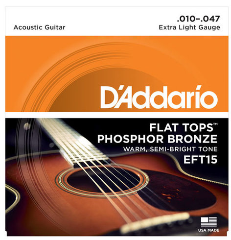 D`Addario EFT15 Extra Light 10-47 Flat Tops Acoustic Strings EFT15