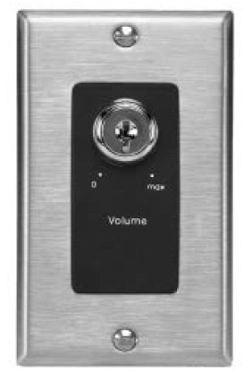 Lowell KL100-PA-DSB 100W Single-Gang Keylock Volume Control Attenuator Wall Plate, Stainless Steel/Black Subplate Finish KL100-PA-DSB
