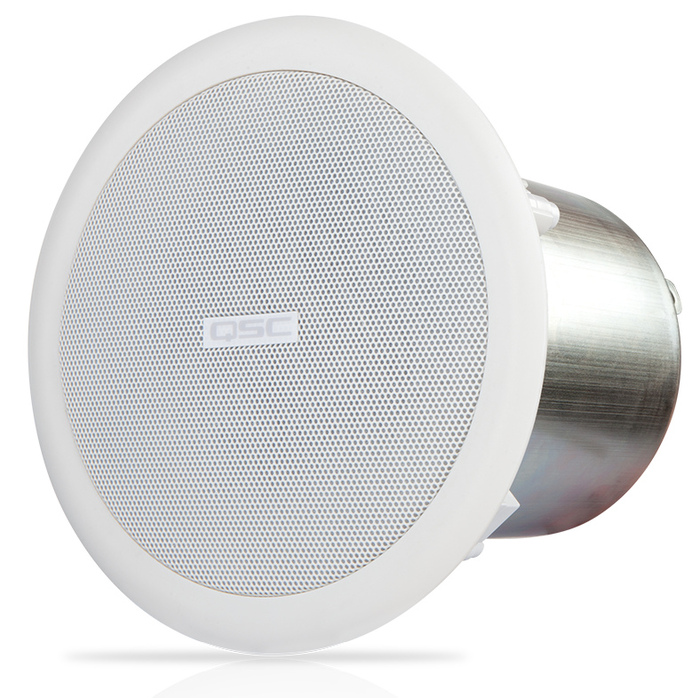 QSC AC-C4T 4.5" Full-Range Ceiling Speaker, 70/100V With C-ring And Rails