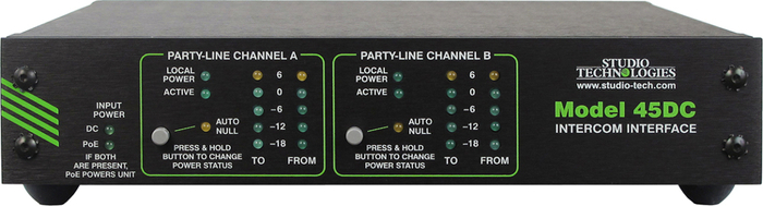 Studio Technologies Model 45DC Dante To Dual Party-Line Intercom Interface