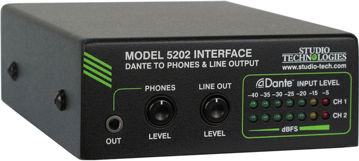 Studio Technologies Model 5202 Dante to Phones and Line Output Interface MODEL-5202