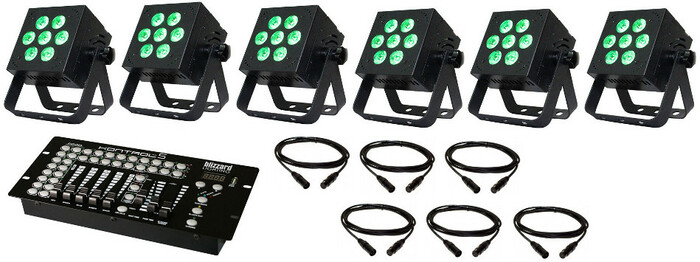 Blizzard Lighting HotBox 5 Package 6x Hotbox 5 RGBAW Fixtures with FREE Kontrol 5 Controller and 6x 25 ft DMX Cables FC1-HOTBOX-PACKAGE