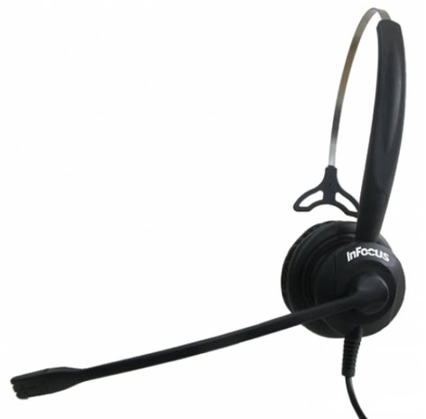 InFocus HW-HEADSET-M Mono Noise-Cancelling Headset with Intelligent Cord HW-HEADSET-M