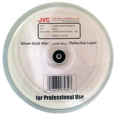 JVC JDMR-HB-WPP-50SB-HC Archival 16X Dual Layer DVD-R White Inkjet Printable Media, 50 Pack (Priced Per Disk)