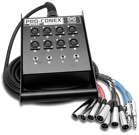 Hosa SH-8X4-100 100 ft 8x XLR X 4x 1/4" TRS Pro-Conex Stage Box Snake SH8X4-100