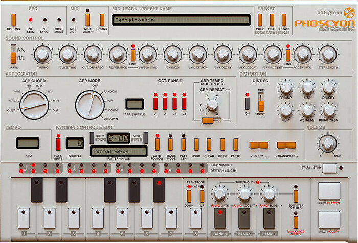 D16 Group Phoscyon TB-303 Emulation Software Instrument Plugin