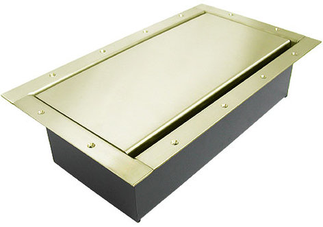 Ace Backstage Co. 224SLBR Double Wide Stage Pokcet with Solid Brass Lid, Trim Bezel and Brushed Finish 224SLBR