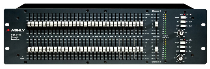 Ashly GQX-3102 Stereo 31-Band Graphic Equalizer With 45mm Faders, 3U