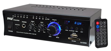 Pyle Pro PCAU46A 2x 120W Stereo Power Amplifier with USB & SD Card Readers PCAU46A
