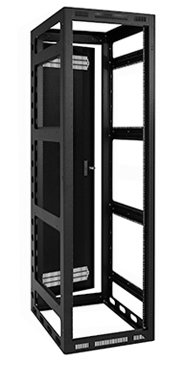 Lowell LGR-4427 Gangable 44 Unit Rack, 27" Deep, 2 Pairs Of Rails, Rear Door, Black