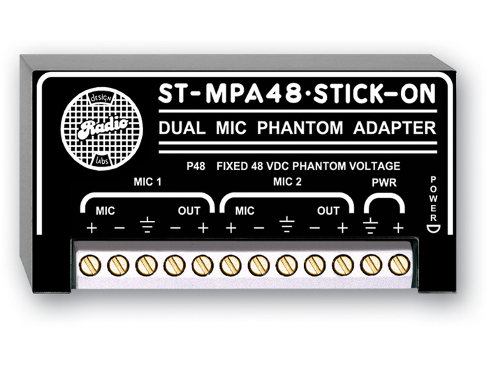 Radio Design Labs ST-MPA48 Stick-On Dual Channel Microphone Phantom Power Adapter ST-MPA48