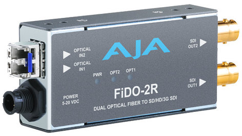 AJA Video Systems Inc FiDO-2R 2 Channel LC Optical to SD/HD/3G-SDI Converter with Power Supply FIDO-2R