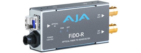 AJA Video Systems Inc FiDO-R 1 Channel LC Optical Fiber to SD/HD/3G-SDI Mini Converter with Dual SDI Outputs and Power Supply FIDO-R