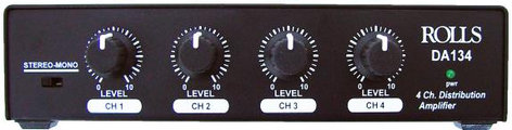 Rolls DA134 4-Channel Audio Distribution Amplifier with RCA Connectors DA134