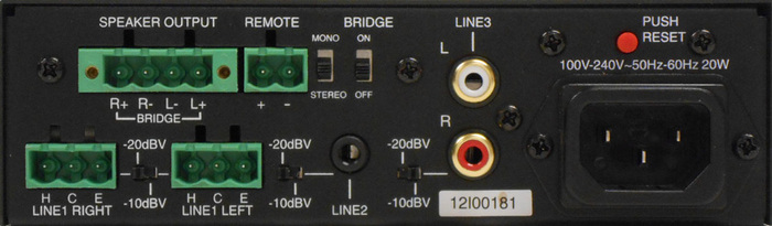 TOA AV-20D AM Dual-Channel Compact Plenum Rated Micro Power Amplifier