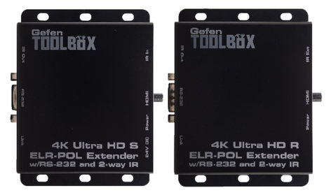 Gefen Inc GTB-UHD2IRS-ELRPOL-BLK 4K Ultra HD ELR-POL Extender with RS-232 and 2-way IR GTB-UHD2IRS-ELRPOL-B