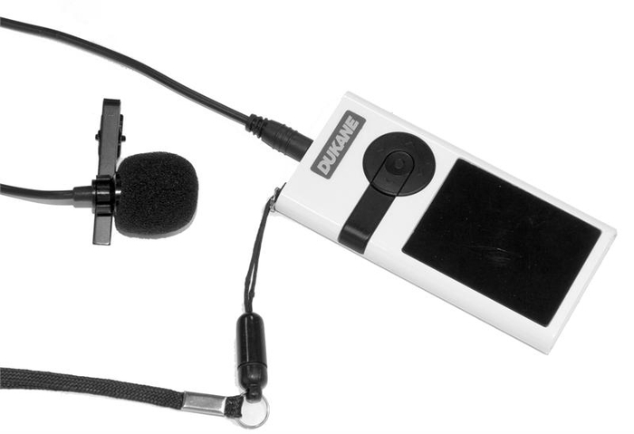 Dukane WMIC2B IHear 2.4GHz Wireless System With Pole Mount Speaker/Receiver, Bodypack Transmitter And Lapel Microphone