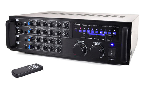 Pyle Pro PMXAKB1000 1000 Watt Karaoke Mixer/Amplifier with Bluetooth Connectivity and (2) Microphone Inputs PMXAKB1000