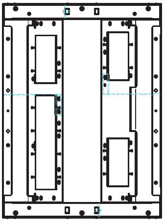 FSR, Inc WB-X3-GNG Back Box with 3x 2-Gang and 1x 4-Gang Opening in 2 Rows with Knockouts WB-X3-GNG