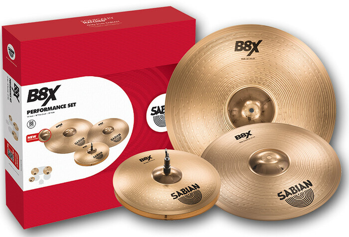 Sabian 45003X B8X Performance Set With 14" Hi-Hats, 16" Thin Crash, 20" Ride Cymbals