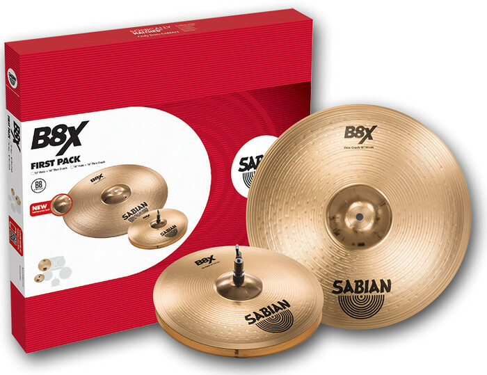 Sabian 45011X B8X First Pack With 14" Hi-Hats, 16" Thin Crash Cymbal