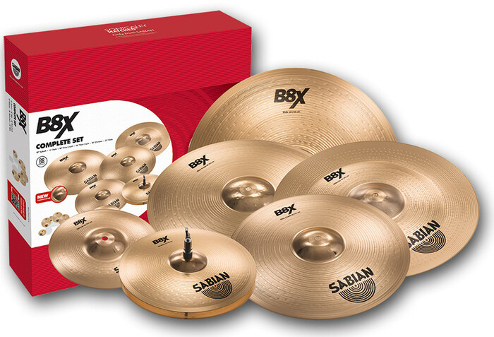 Sabian 45006X Complete Set, B8X Complete Set with 10" Splash, 14" Hi-Hats, 16" Thin Crash, 18" Thin Crash, 18" Chinese, 20" Ride 45006X