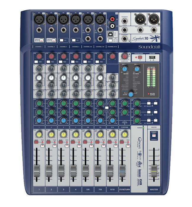 Soundcraft Signature 10 10-Input Compact Analog Mixer with Onboard Effects and 2x2 USB Interface SIGNATURE-10