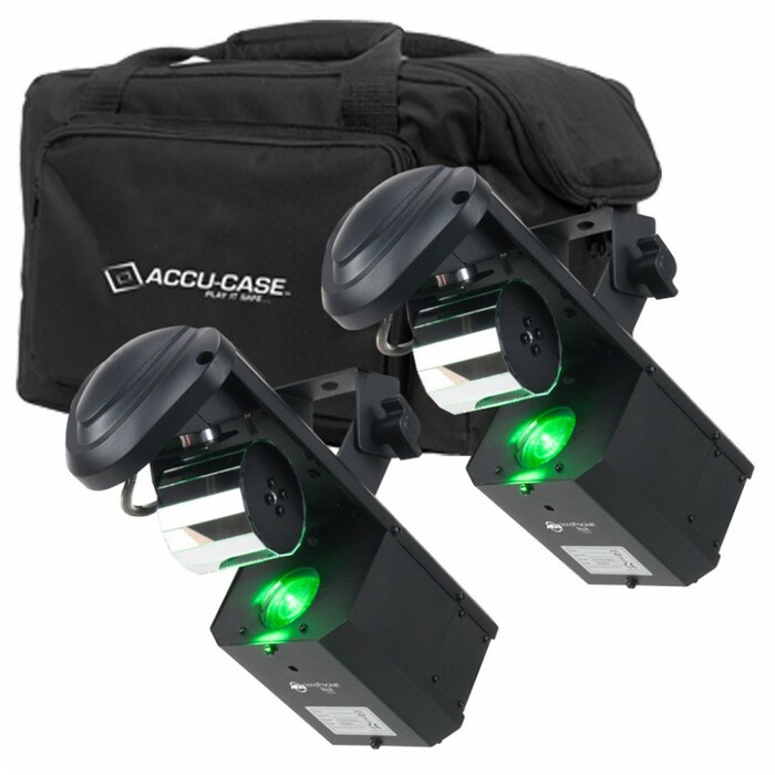 ADJ Inno Pocket Roll Pak Kit featuring (2) Mini Moving Roller LED Fixtures with (1) F4 Par Bag POCKET-ROLL-PAK