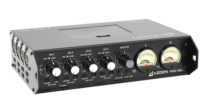 Azden FMX-42u 4-Channel Portable Field Mixer with USB Digital Audio Output FMX-42U