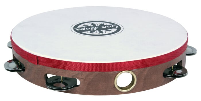 Gon Bops PTAMWH1 10" Wood Tambourine With Single Row Of Jingles And Head