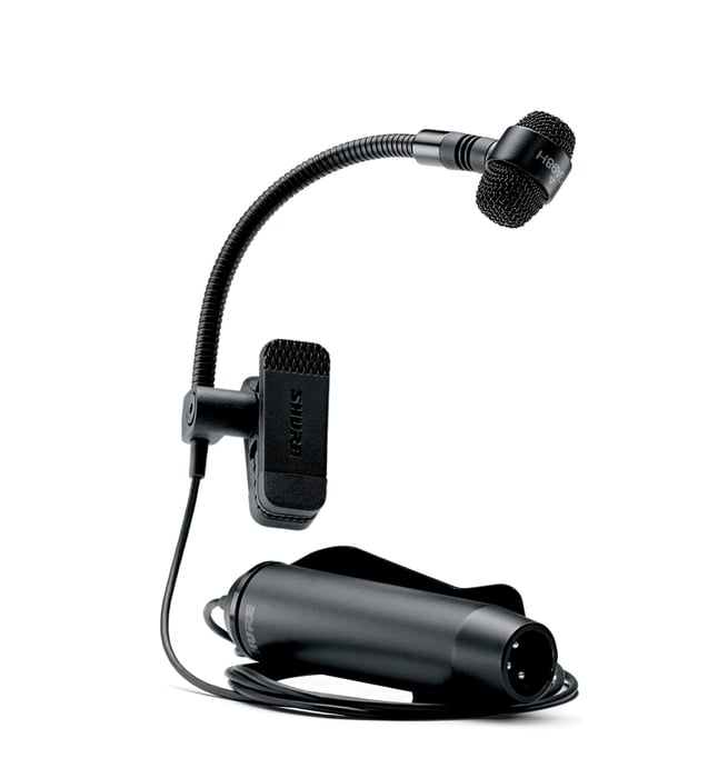 Shure PGA98H-XLR PG ALTA Clip-On Cardioid Condenser Gooseneck Instrument Microphone with Inline Preamplifier and XLR Cable PGA98H-XLR
