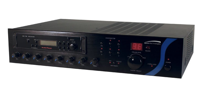 Speco Technologies PBM120AT 120W Power Amplifier With Zoned 25/70V Outputs And Non-Zoned Low Impedance Output