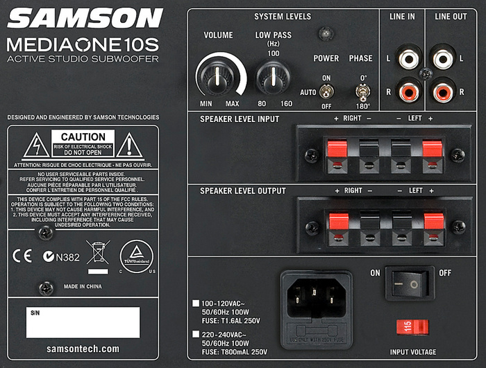 Samson MediaOne 10S 10" Active Studio Subwoofer