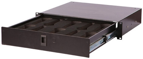Gator Cases Rackworks GRW-DRWMIC10 2RU Locking Rack Drawer with 10 Microphone Inserts GRW-DRWMIC10