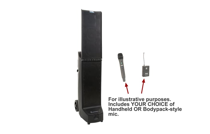 Anchor BIG-SINGLE Bigfoot Portable Line Array with Wireless Receiver, CD/MP3 Player, Bluetooth, and Choice of Wireless Transmitter BIGFOOT-SINGLE