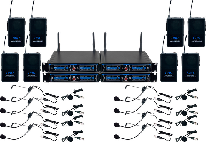 VocoPro UDH-PLAY 8 8-Ch, 900 Mhz, UHF/DSP Hybrid Bodypack Wireless Mic System UDH-PLAY-8