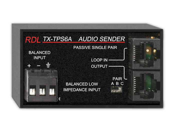 RDL TX-TPS6A Passive 1-Pair Sender, Twisted Pair Format-A , Balanced Line Input