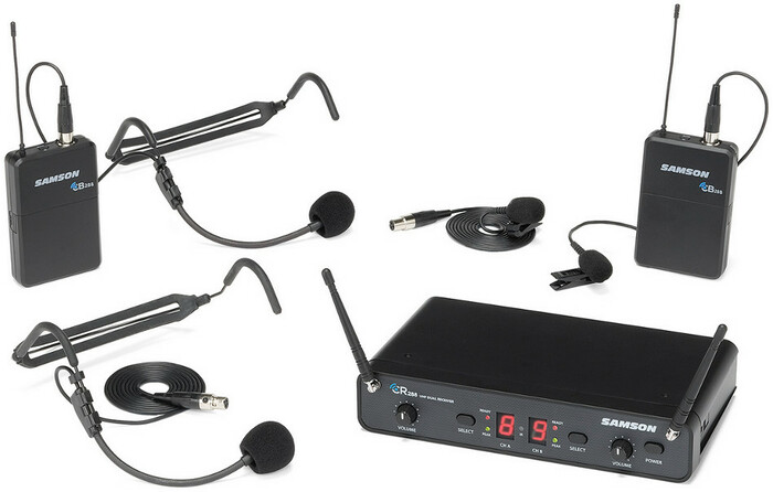 Samson Concert 288 Presentation Wireless Microphone System with 2x Lavalier, 2x Headset Transmitters SWC288PRES
