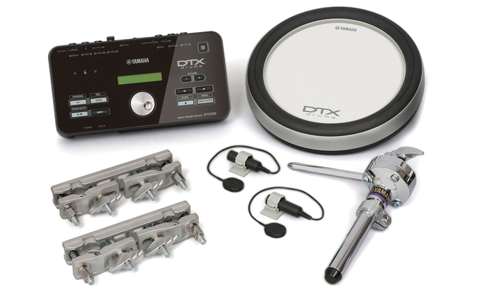 Yamaha DTXHP580 Hybrid Drum Pack DTX502 Drum Module, 1 XP80 Pad, 2 DT20 Triggers With Mounts And Cables