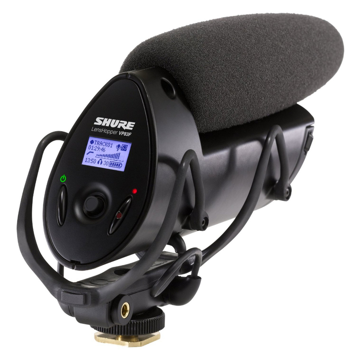 Shure VP83F LensHopper Camera-Mounted Supercardioid Condenser Shotgun Mic With Integrated Flash Recording