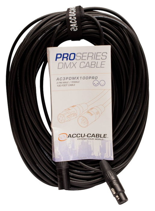 Accu-Cable AC3PDMX100PRO 100 ft Pro Series 3-Pin DMX Cable AC3PDMX100PRO