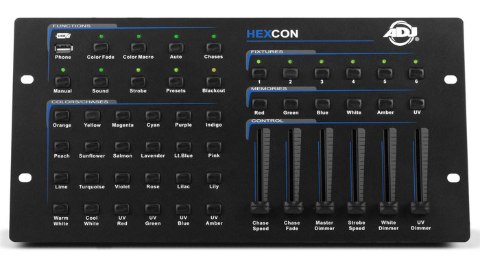 ADJ Hexcon 36-Channel DMX Controller, 6 Multi-Function Faders