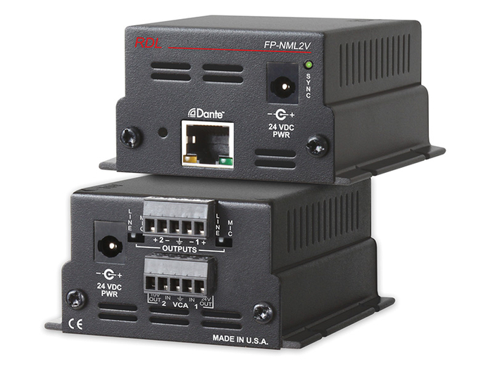 RDL FP-NML2V Network To Mic/Line Interface With VCA, Dante Input, 2 Balanced Mic/Line Outputs