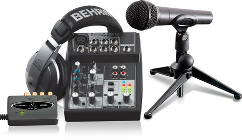 Behringer PODCASTUDIO USB Podcasting Bundle with USB Audio Interface, Mixer, Microphone and Headphones PODCASTSTUDIO-USB
